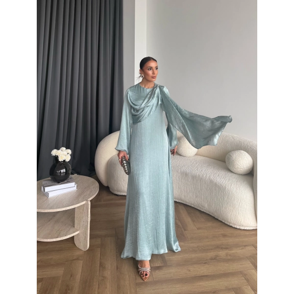 Fuş - Warm Kraş Taşlı Elbise - Mint