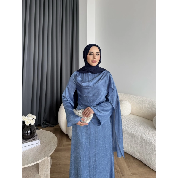 Fuş - Warm Kraş Taşlı Elbise - İndigo