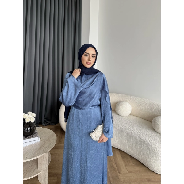 Fuş - Warm Kraş Taşlı Elbise - İndigo