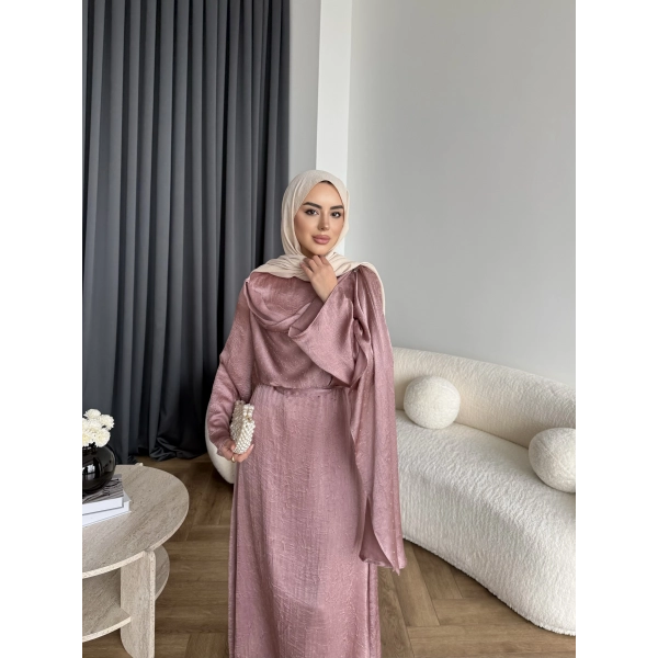 Fuş - Warm Kraş Taşlı Elbise - Gül