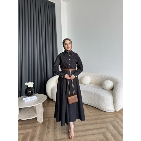 Es - Dacron Etekli Kot Takım - Siyah