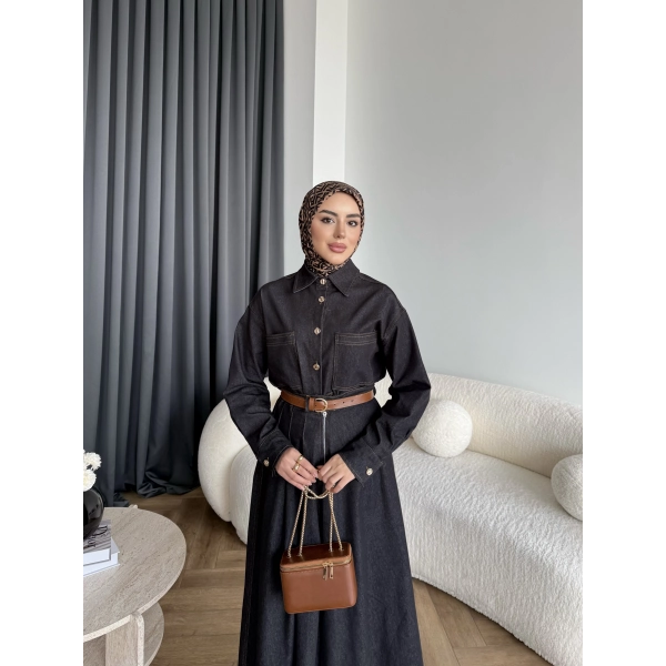 Es - Dacron Etekli Kot Takım - Siyah