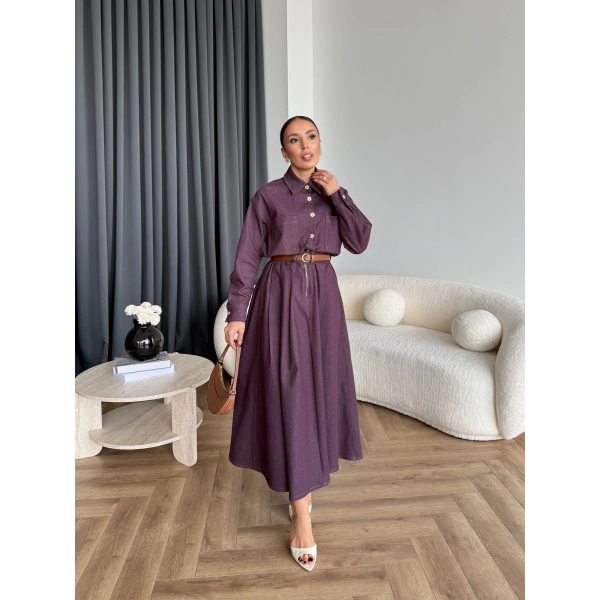 Es - Dacron Etekli Kot Takım - Mürdüm