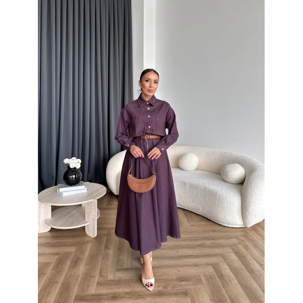 Es - Dacron Etekli Kot Takım - Mürdüm