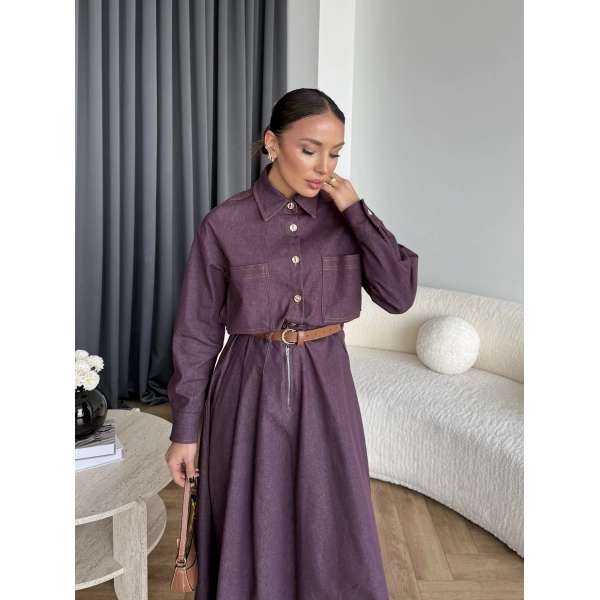 Es - Dacron Etekli Kot Takım - Mürdüm