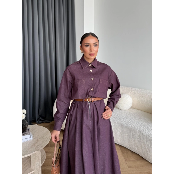 Es - Dacron Etekli Kot Takım - Mürdüm