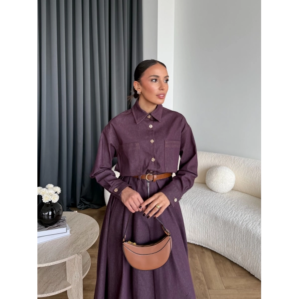 Es - Dacron Etekli Kot Takım - Mürdüm