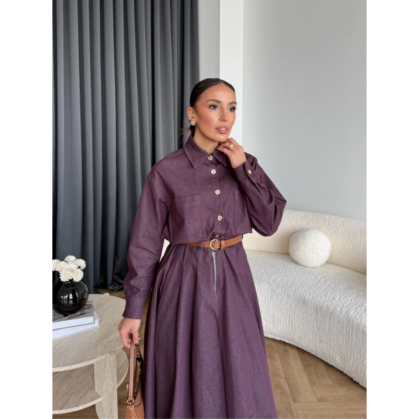 Es - Dacron Etekli Kot Takım - Mürdüm