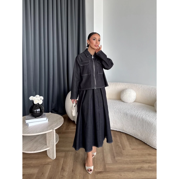 Es - Roxanne Etekli Kot Takım - Siyah