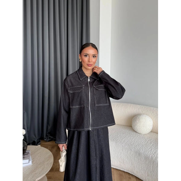 Es - Roxanne Etekli Kot Takım - Siyah