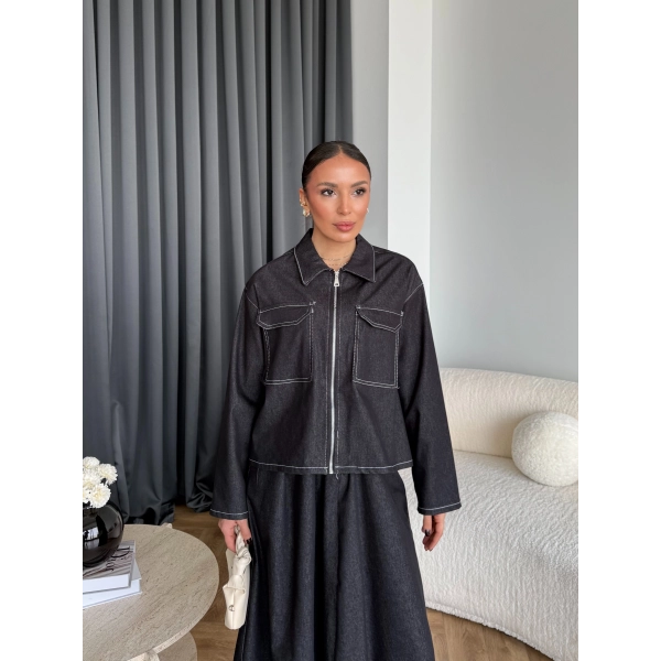 Es - Roxanne Etekli Kot Takım - Siyah