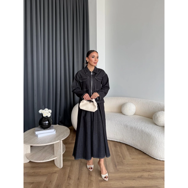 Es - Roxanne Etekli Kot Takım - Siyah