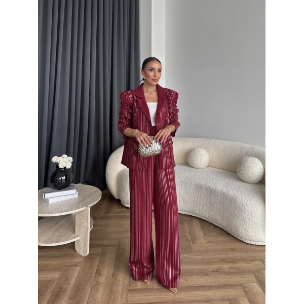 Asil Pırlanta Ceketli Takım - Bordo
