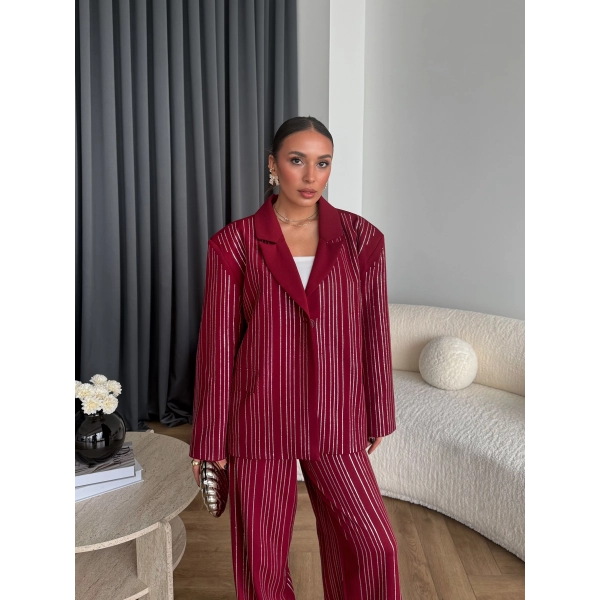 Asil Pırlanta Ceketli Takım - Bordo