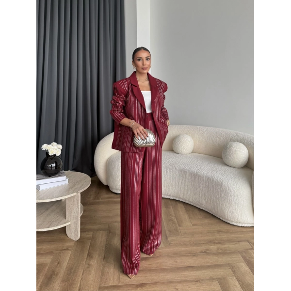 Asil Pırlanta Ceketli Takım - Bordo