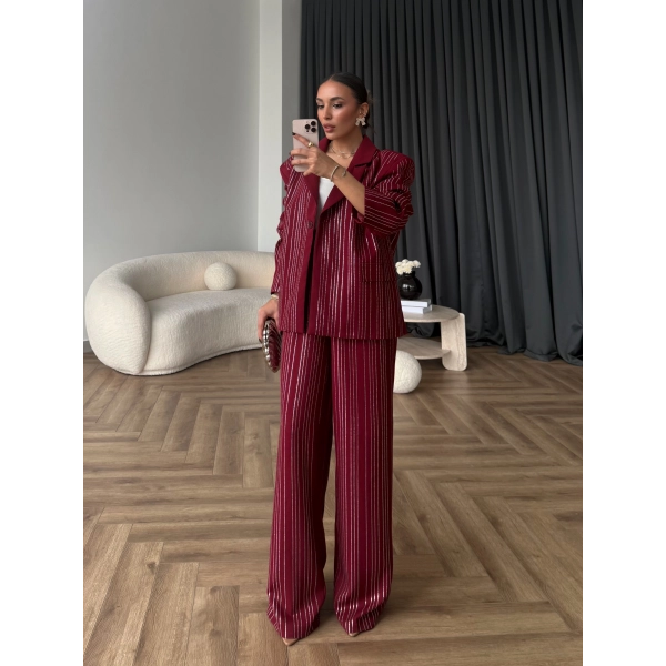 Asil Pırlanta Ceketli Takım - Bordo