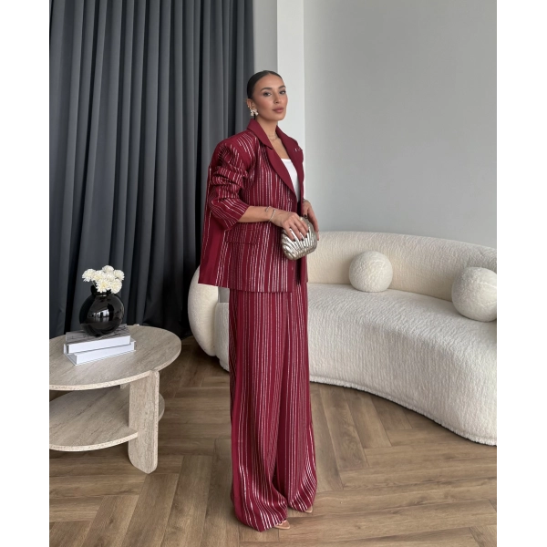 Asil Pırlanta Ceketli Takım - Bordo