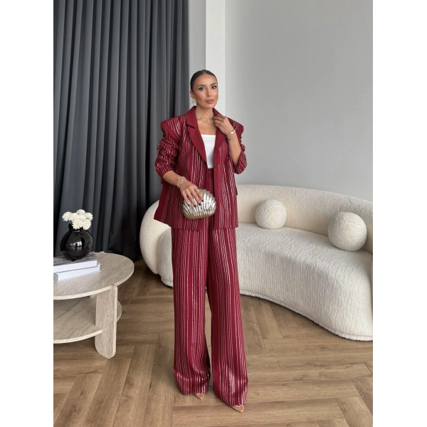 Asil Pırlanta Ceketli Takım - Bordo