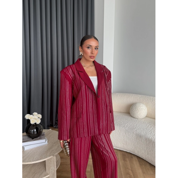 Asil Pırlanta Ceketli Takım - Bordo