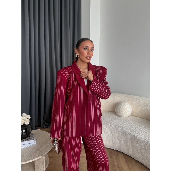 Asil Pırlanta Ceketli Takım - Bordo