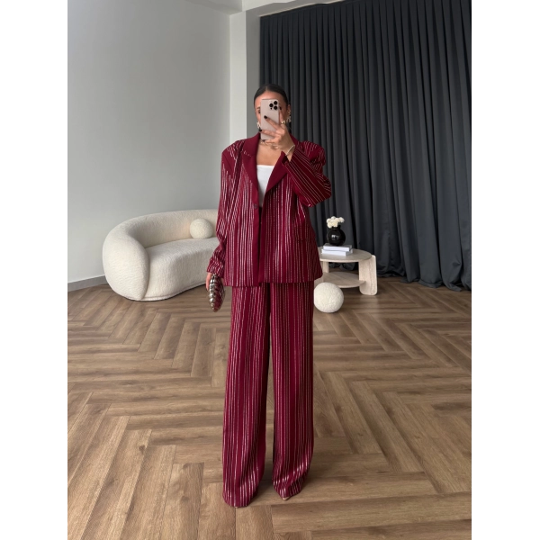 Asil Pırlanta Ceketli Takım - Bordo