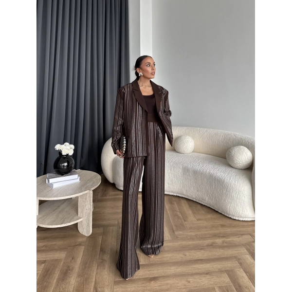 Asil Pırlanta Ceketli Takım - Kahve