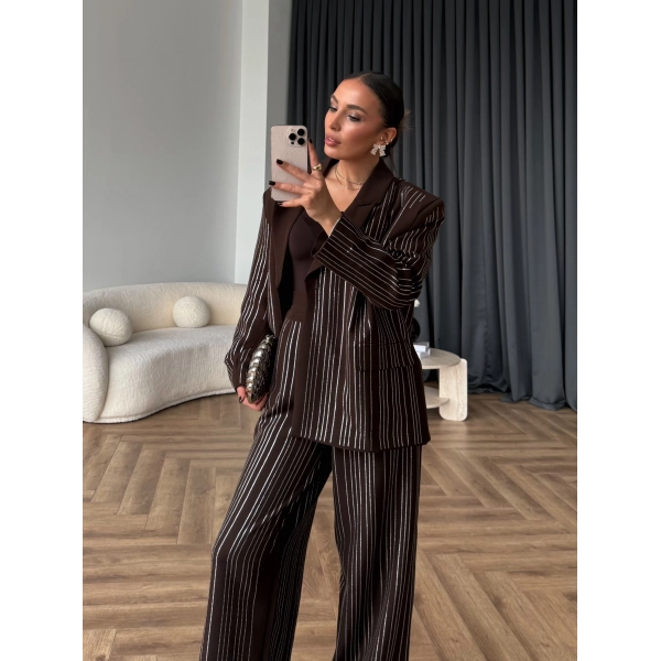 Asil Pırlanta Ceketli Takım - Kahve