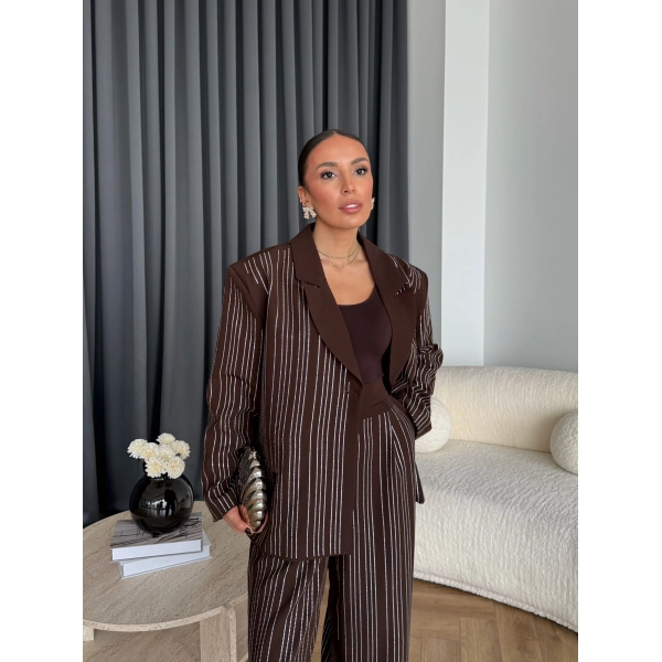 Asil Pırlanta Ceketli Takım - Kahve