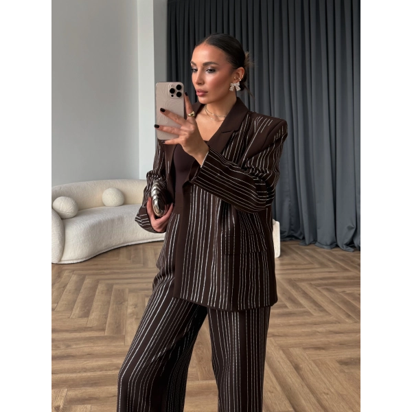 Asil Pırlanta Ceketli Takım - Kahve