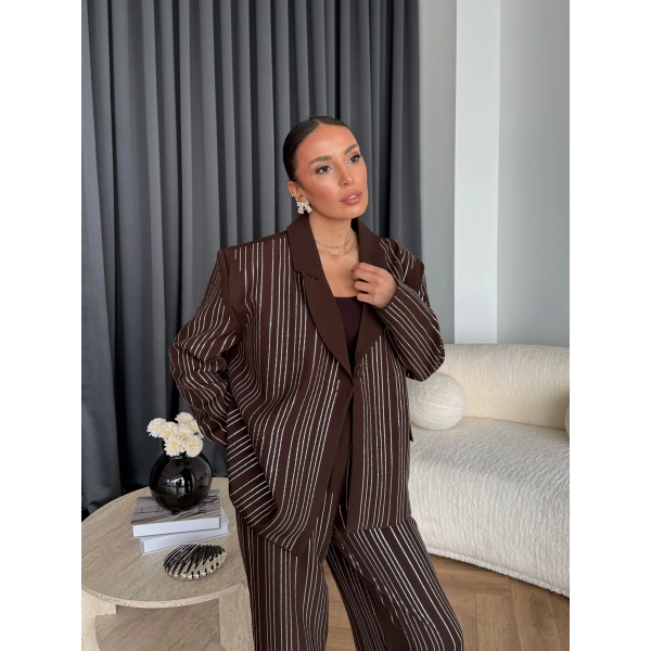 Asil Pırlanta Ceketli Takım - Kahve