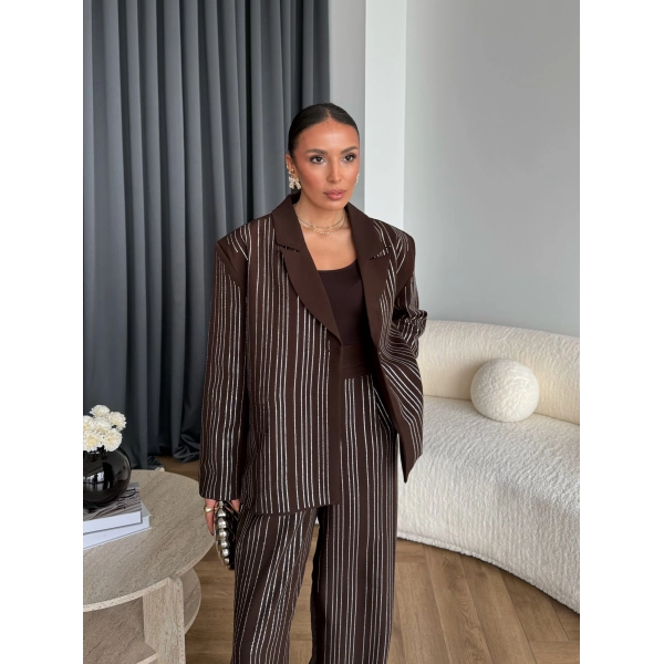 Asil Pırlanta Ceketli Takım - Kahve