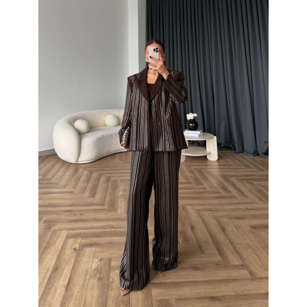 Asil Pırlanta Ceketli Takım - Kahve