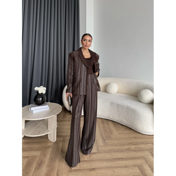 Asil Pırlanta Ceketli Takım - Kahve