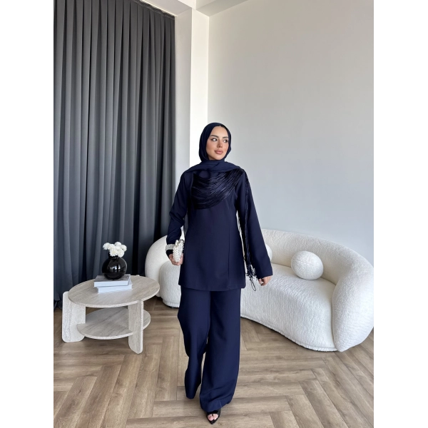 Fuş - Luxe Omuzu Püskül İpli Takım - Lacivert