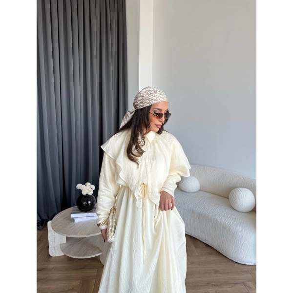 Qu - Mathis Pelerinli Vual Elbise - Sarı