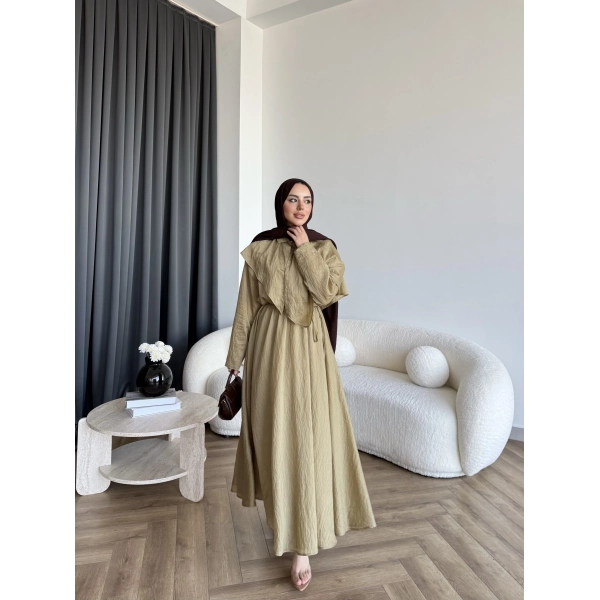 Qu - Mathis Pelerinli Vual Elbise - Yeşil