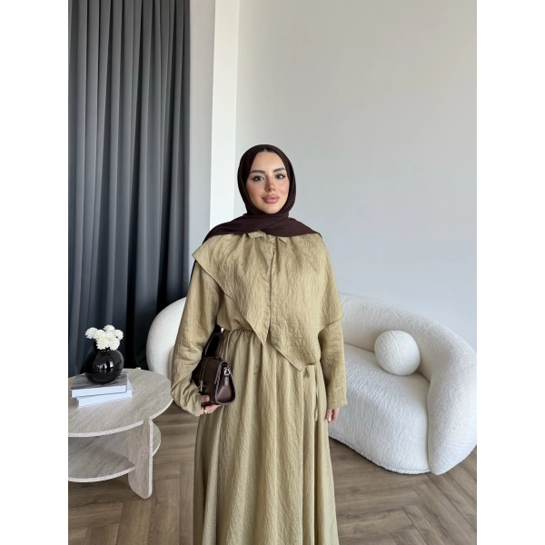 Qu - Mathis Pelerinli Vual Elbise - Yeşil