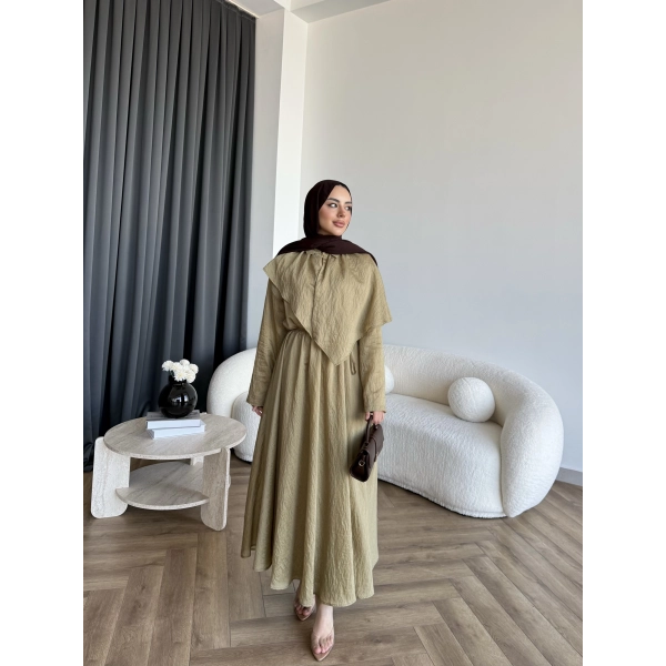 Qu - Mathis Pelerinli Vual Elbise - Yeşil