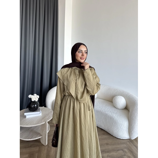 Qu - Mathis Pelerinli Vual Elbise - Yeşil