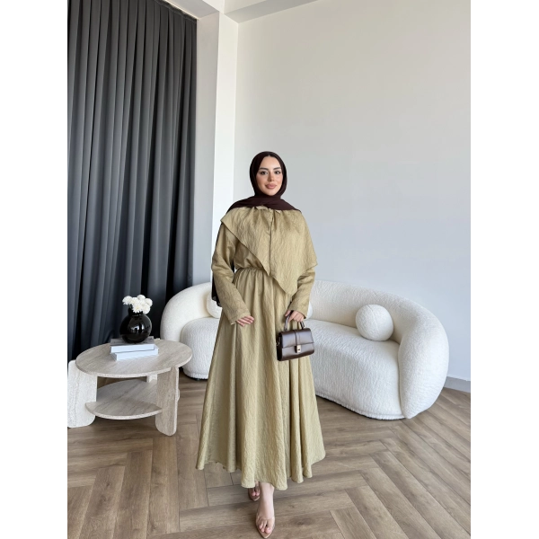 Qu - Mathis Pelerinli Vual Elbise - Yeşil