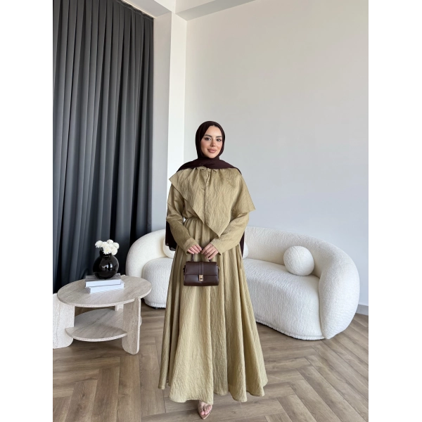 Qu - Mathis Pelerinli Vual Elbise - Yeşil