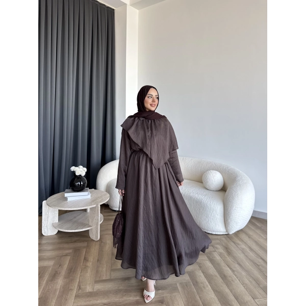 Qu - Mathis Pelerinli Vual Elbise - Kahve