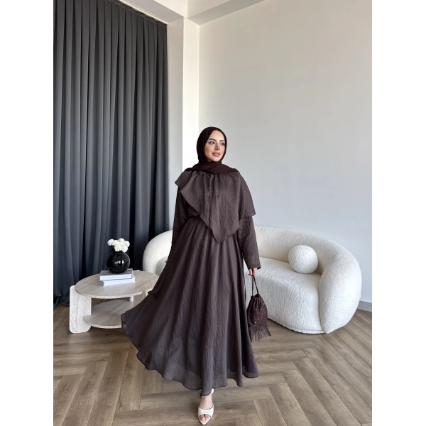 Qu - Mathis Pelerinli Vual Elbise - Kahve