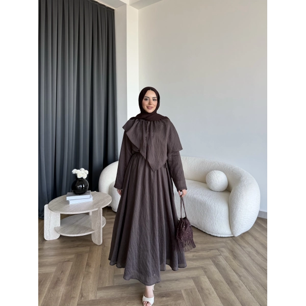 Qu - Mathis Pelerinli Vual Elbise - Kahve