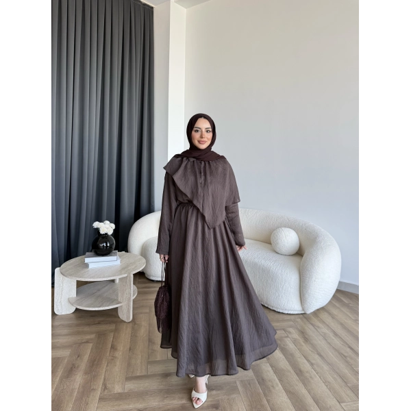 Qu - Mathis Pelerinli Vual Elbise - Kahve