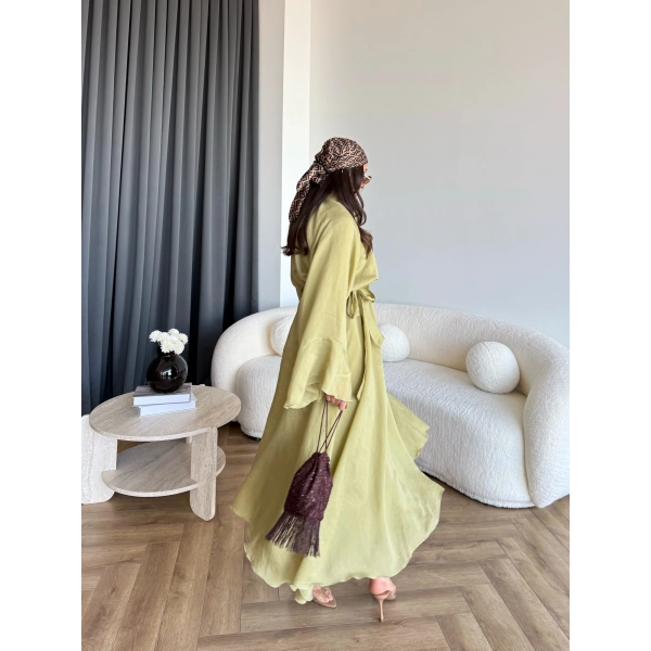 Qu - Liva Volan Detay Elbise - Yeşil