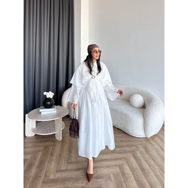 Qu - Quase Pelerin Detay Etek Takım - Beyaz