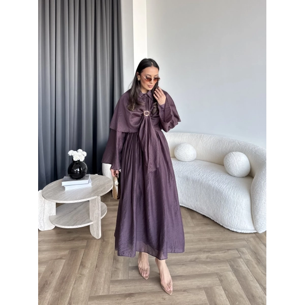 Qu - Quase Pelerin Detay Etek Takım - Mürdüm