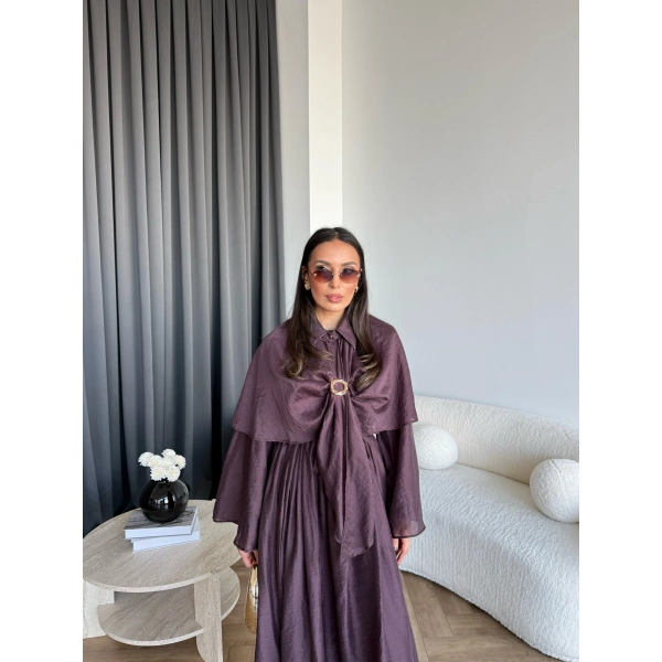 Qu - Quase Pelerin Detay Etek Takım - Mürdüm