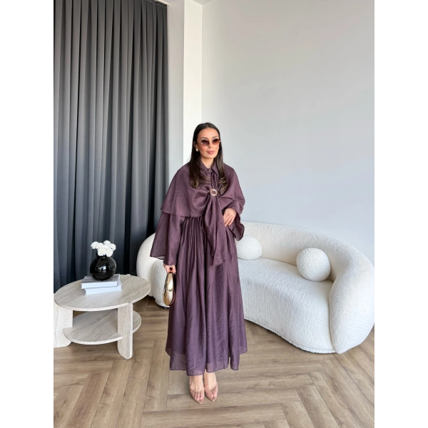 Qu - Quase Pelerin Detay Etek Takım - Mürdüm